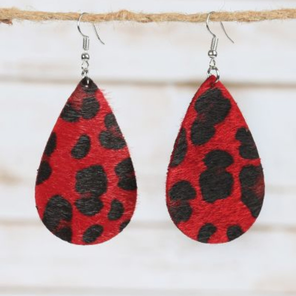 Jewelry - Red Leopard Teardrop Earrings Jewelry - Red Leopard Teardrop Earrings